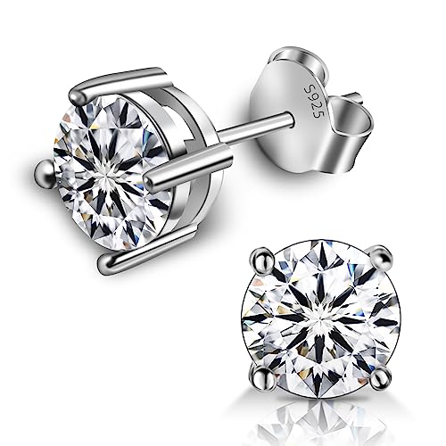 BINALOVE Moissanite Ohrringe 925 Silber,0.5/1/2 Karat Weiß.Schwarz.Grüner Rundschliff Ohrstecker, VVS1 Reinheit D Farbe Diamant Ohrringe mit GRA Zertifikat,Verlobung&Hochzeit Geschenk für Mann&Frau von BINALOVE