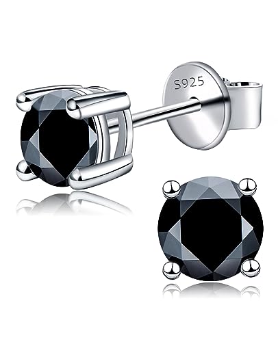 BINALOVE Moissanite Ohrringe 925 Silber,1 Karat Weiß.Schwarz.Grüner Rundschliff Ohrstecker, VVS1 Reinheit D Farbe Diamant Ohrringe mit GRA Zertifikat,Verlobung&Hochzeit Geschenk für Mann&Frau von BINALOVE