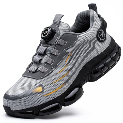 Safety Unisex Adult Shoes Arbeitsschuhe Herren Wasserdicht Sportliche Sicherheitsschuhe Leicht Trends Drehknopf Anti-Smash und Anti-Punktur von BINBINNIAO