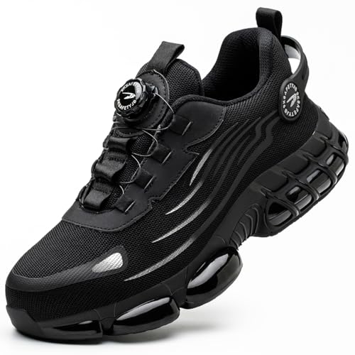 Safety Unisex Adult Shoes Arbeitsschuhe Herren Wasserdicht Sportliche Sicherheitsschuhe Leicht Trends Drehknopf Anti-Smash und Anti-Punktur von BINBINNIAO