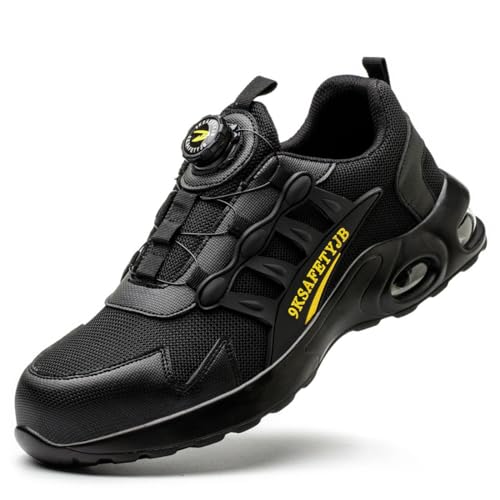 Sicherheitsschuhe Herren Arbeitsschuhe mit Stahlkappe Leicht Safety Shoes Drehknopf Arbeitsschuhe Luftkissen Turnschuhe Sicherheitsschuhe Herren Arbeitsschuhe mit Stahlkappe Leicht Safety Shoes Drehknopf Arbeitsschuhe Luftkissen Turnschuhe von BINBINNIAO