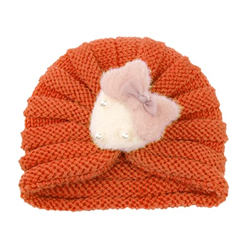 Kinder-Wolle-Stirnband-Zylinder for warme Herbst- und Winter-Haarband Solide Erdbeer-Stirnband-Hut Solide Erdbeer-Stirnband 5 und darunter Artikel for Mädchen Haarstyling-Zubehör (Color : Orange-a, von BINGDONGA