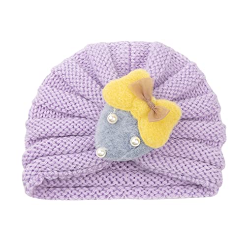 Kinder-Wolle-Stirnband-Zylinder for warme Herbst- und Winter-Haarband Solide Erdbeer-Stirnband-Hut Solide Erdbeer-Stirnband 5 und darunter Artikel for Mädchen Haarstyling-Zubehör (Color : Purple-a, von BINGDONGA