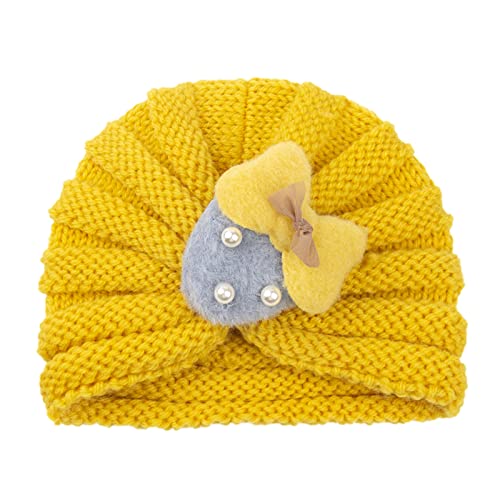 Kinder-Wolle-Stirnband-Zylinder for warme Herbst- und Winter-Haarband Solide Erdbeer-Stirnband-Hut Solide Erdbeer-Stirnband 5 und darunter Artikel for Mädchen Haarstyling-Zubehör (Color : Yellow-a, von BINGDONGA