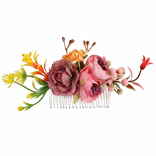 New Imitation Pink Series Rose Hair Comb Simple Hair Accessories Forest Series Bridal Comb Clip Rose Flower Hair Clip Women Rose Flower Hair Accessories No Slip Hair Clip Haarschmuck (Color : C-1, S von BINGDONGA