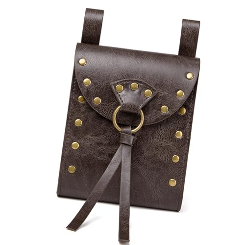 PU-Leder Würfeltasche Kleingeldbörse Kleine Geldbörse Renaissance-Gürteltasche Mittelalter Hüfttasche Cosplay Geldbörse für Männer Frauen, FBG319CF von BINGGA