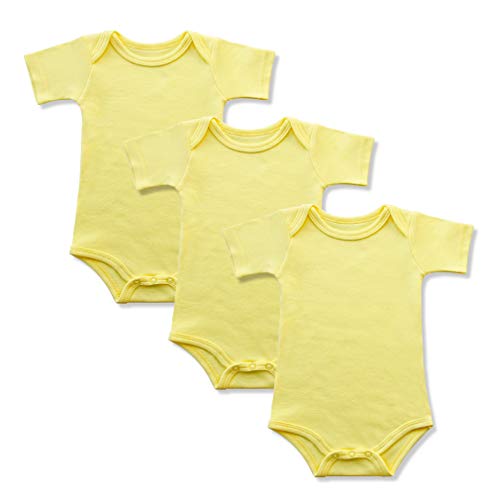 BINIDUCKLING Baby Jungen Body Kurzarm 3-Pack Gelb 12 Monate von BINIDUCKLING