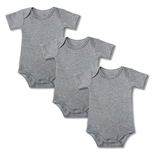 BINIDUCKLING Baby Jungen Body Kurzarm 3-Pack Grau 12 Monate von BINIDUCKLING