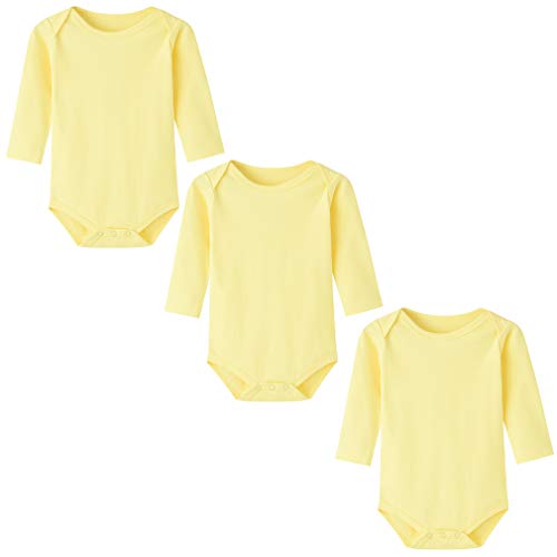 BINIDUCKLING Unisex Baby Body Langarm 3er Pack Hellgelb 3 Monate von BINIDUCKLING