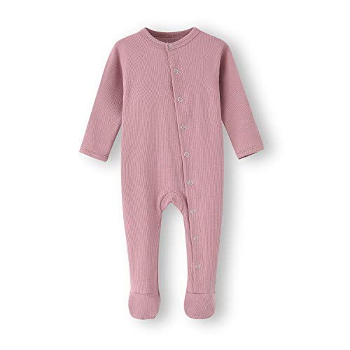 BINIDUCKLING Baby Druckknopf Schlafanzug, mit Fuß, mit Fäustlings Bündchen, Baumwolle - Langarm Baby Strampler Baby Pyjamas für Jungen Mädchen 9-12 Months, Rosa von BINIDUCKLING