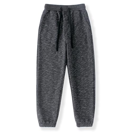 BINIDUCKLING Jungen Jogginghose mit Gummizug, Unisex Kinder Jogger Hosen Sweathosen Sporthose Lang, Einfarbige（Schwarz&Spots,140/7Jahre） von BINIDUCKLING