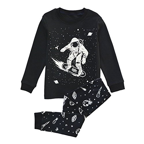 BINIDUCKLING Jungen Schlafanzug Langarm Kinder Baumwolle Pyjamas Set Nachtwäsche Astronaut 3T von BINIDUCKLING