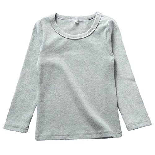 BINIDUCKLING Kids Basic Top Mädchen Jungen Langarm-T-Shirt, 5 Jahre, Grau von BINIDUCKLING