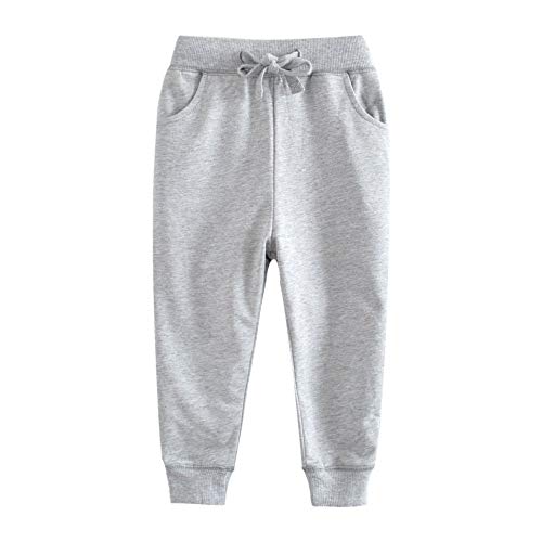 BINIDUCKLING Kids Boys' Jogging Bottoms Cotton Elastic Baggy Sweatpants Sports Pants Outdoor for Children Toddler Baby Waist Casual Trousers，Grey，3T von BINIDUCKLING