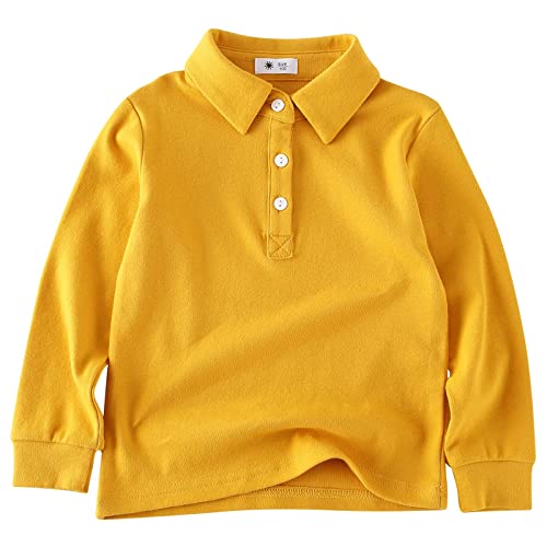 BINIDUCKLING Kinder Polo Shirt, Baumwolle Langarmshirt Poloshirt für Jungen（Gelb,2 Jahre） von BINIDUCKLING