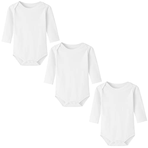 BINIDUCKLING Unisex Baby Body Langarm 3er Pack Weiß 18 Monate von BINIDUCKLING