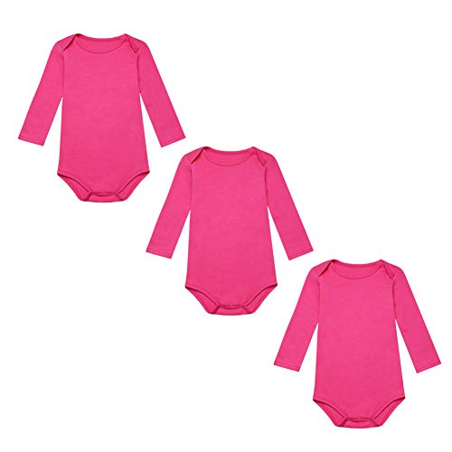 BINIDUCKLING Unisex Baby Mädchen Body Langarm 3er Pack Pink 6 Monate von BINIDUCKLING