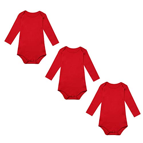 BINIDUCKLING Unisex Baby Mädchen Body Langarm 3er Pack Rot 12 Monate von BINIDUCKLING