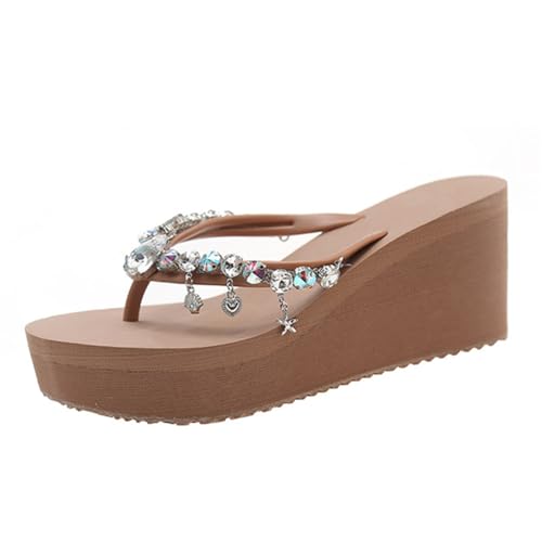 BININBOX Damen Flip Flops mit Strasssteinchen Plateau-Sandalen Glitzer Wedge Zehensteg-Sandalen Trendy Böhmen-Stil Sommer Strandschuhe BININBOX Damen Flip Flops mit Strasssteinchen Plateau-Sandalen Glitzer Wedge Zehensteg-Sandalen Trendy Böhmen-Stil Sommer Strandschuhe von BININBOX