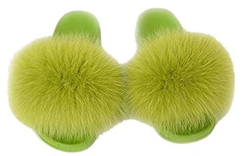 BININBOX Damen Hausschuhe Sandalen für Sommer Urlaub rutschfest Flip-Flops aus Fuchspelz (grün, adult, numeric_40, numeric, eu_footwear_size_system, medium) von BININBOX