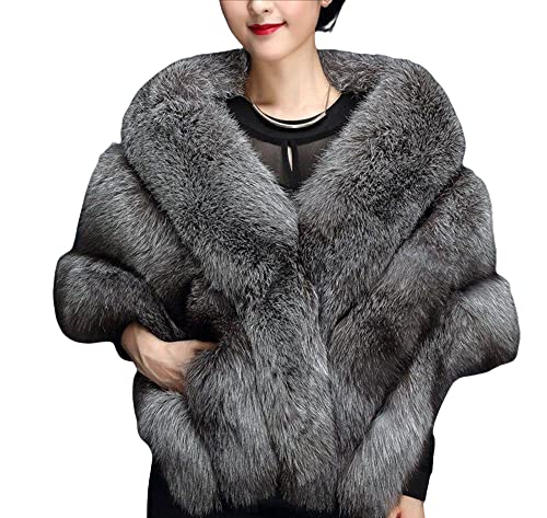 BININBOX Damen Mode Herbst Schal Stola Winter Umhang Poncho Cape aus Kunstfell Jacke Mantel Brautkleid von BININBOX