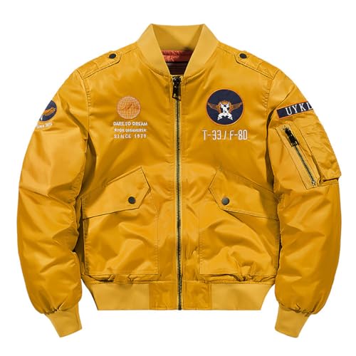 BININBOX Fliegerjacke Herren Stehkragen Bomberjacke Herbst Winter (Gelb, M) von BININBOX