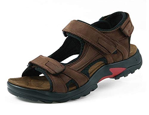 BININBOX Herren Sandalen Rindsleder Offene Spitze Wanderschuhe Sommer Sport zu bequem für Jungen Trekking Strand Outdoor (43,Dunkelbraun) von BININBOX