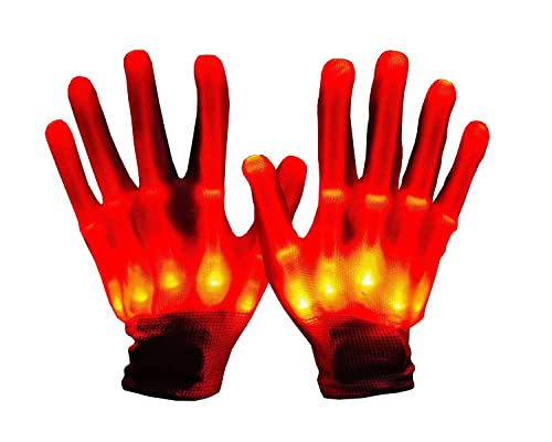 BININBOX LED Handschuh Skeleton Leuchtende Handschuhe Erwachsene Kinder Halloween Weihnachten Geburtstags Party feier verkleiden sich Ornamente (Rot, Kinder M) von BININBOX