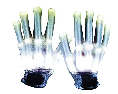 BININBOX LED Handschuh Skeleton Leuchtende Handschuhe Erwachsene Kinder Halloween Weihnachten Geburtstags Party feier verkleiden sich Ornamente (Weiß, Erwachsener XL) von BININBOX