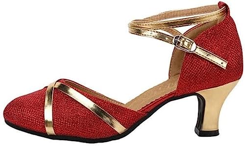 Damen Schuhe Tanzschuhe elegant und bequem (Rot Gummisohle,40) von BININBOX