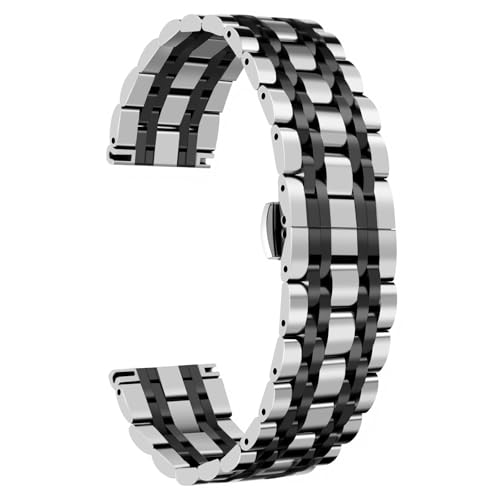 BINLUN Edelstahl Uhrenarmbänder 12-24mm SmartWatch Ersatzband Metall uhrarmband für Damen&Herren 7 Farbe kompatibel mit Samsung Galaxy Watch 6, kompatibel mit Garmin Vivoactive 3(Silber-Schwarz,22mm) BINLUN Edelstahl Uhrenarmbänder 12-24mm SmartWatch Ersatzband Metall uhrarmband für Damen&Herren 7 Farbe kompatibel mit Samsung Galaxy Watch 6, kompatibel mit Garmin Vivoactive 3(Silber-Schwarz,22mm) von BINLUN