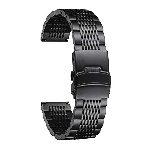 BINLUN Edelstahl Uhrenarmband 18mm 19mm 20mm 21mm 22mm 24mm Mesh Metall Uhrenarmband für Damen Herren Ersatz Armband Metallarmband Klassisch Poliert Milanese Edelstahlarmband in Fünf Farben von BINLUN