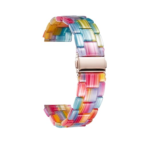 BINLUN Harz Uhrenarmband für Damen Herren 12mm 14mm 16mm 18mm 20mm 22mm,Ersatz Uhrenarmbänder Faltschließe Schnellverschluss für Smartwatch,14 Farben Licht Mode Hautfreundliche Armband in 3 Schnallen von BINLUN