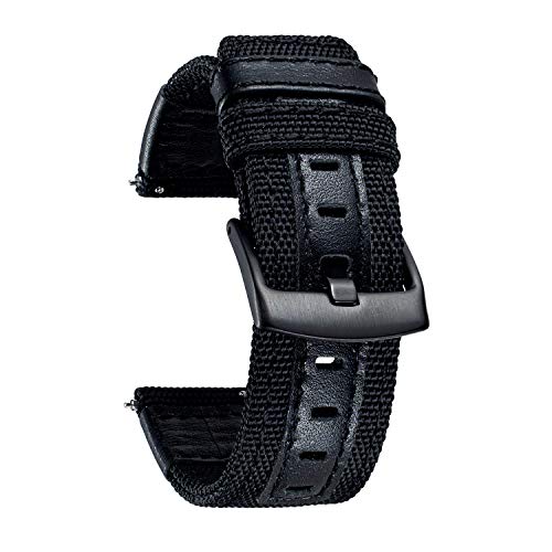 BINLUN Segeltuch Uhrenarmband für Damen Herren 18mm 20mm 22mm 24mm Canvas Leder Uhrenarmbänder für Smartwatch Ersatz Uhrenarmband Schnelle Veröffentlichung Sailcloth Textil Uhrenarmband Outdoor Stil von BINLUN