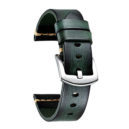 BINLUN Uhrenarmband Leder Uhrenarmbänder für Herren Damen Uhrenarmband 18mm 20mm 22mm 24mm 26mm Vintage Retro Ersatz Uhrenarmband Leder Handgemacht Gegerbt Farbverlauf Armband mit Rostfreier Schnalle von BINLUN