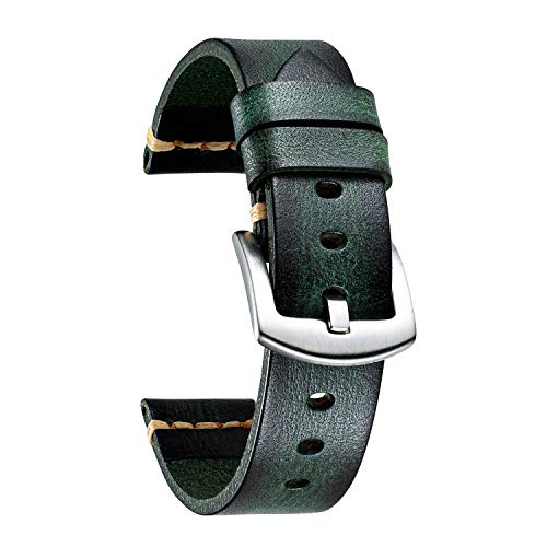 BINLUN Uhrenarmband Leder Uhrenarmbänder für Herren Damen Uhrenarmband 18mm 20mm 22mm 24mm 26mm Vintage Retro Ersatz Uhrenarmband Leder Handgemacht Gegerbt Farbverlauf Armband mit Edelstahlschnalle von BINLUN
