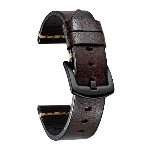 BINLUN Uhrenarmband Leder Uhrenarmbänder für Herren Damen Uhrenarmband 18mm 20mm 22mm 24mm 26mm Vintage Retro Ersatz Uhrenarmband Leder Handgemacht Gegerbt Farbverlauf Armband mit Edelstahlschnalle von BINLUN