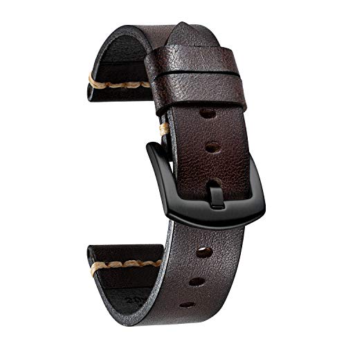 BINLUN Uhrenarmband Leder Uhrenarmbänder für Herren Damen Uhrenarmband 18mm 20mm 22mm 24mm 26mm Vintage Retro Ersatz Uhrenarmband Leder Handgemacht Gegerbt Farbverlauf Armband mit Rostfreier Schnalle von BINLUN