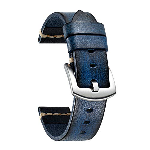 BINLUN Uhrenarmband Leder Uhrenarmbänder für Herren Damen Uhrenarmband 18mm 20mm 22mm 24mm 26mm Vintage Retro Ersatz Uhrenarmband Leder Handgemacht Gegerbt Farbverlauf Armband mit Edelstahlschnalle von BINLUN