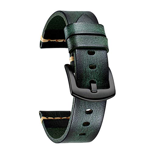 BINLUN Uhrenarmband Leder Uhrenarmbänder für Herren Damen Uhrenarmband 18mm 20mm 22mm 24mm 26mm Vintage Retro Ersatz Uhrenarmband Leder Handgemacht Gegerbt Farbverlauf Armband mit Edelstahlschnalle von BINLUN