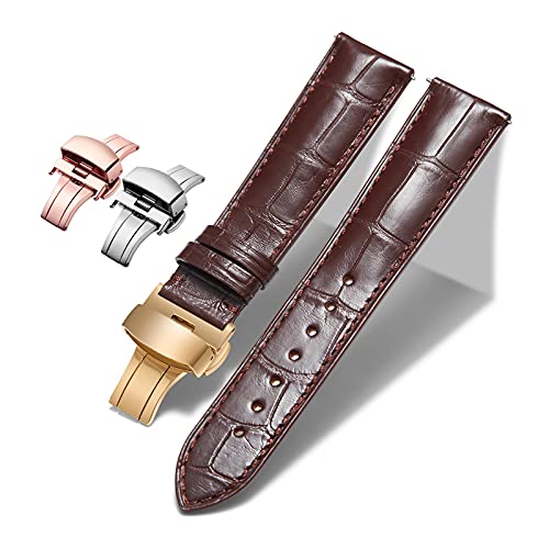 BINLUN Leder Uhrenarmband Echtes Krokodilleder Uhrenarmbänder Alligator Lederarmband für Herren Damen Schnellverschluss Faltschließe 3 Farben Handgemacht Klassische Mode 18mm 19mm 20mm 21mm 22mm 24mm von BINLUN