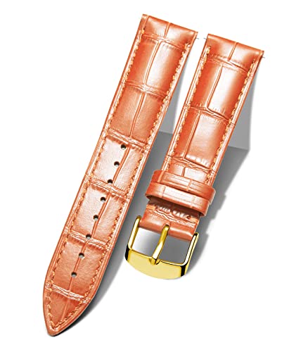 BINLUN Leder Uhrenarmband Krokodilmuster Schnellverschluss Ersatz Kalbsleder Uhrenarmbänder 10 Farben 13 Größen für Herren & Damen(Goldene Schnalle,Orange,22mm) von BINLUN