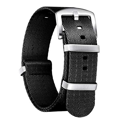 BINLUN Nylon Uhrenarmbänder Dick G10 Premium Ballistic Multicolor Ersatzuhrenarmbänder mit Schwarz/Silbe Edelstahlschnalle für Männer Frauen 18mm 20mm 22mm 24mm (Upgrade Design Version) von BINLUN