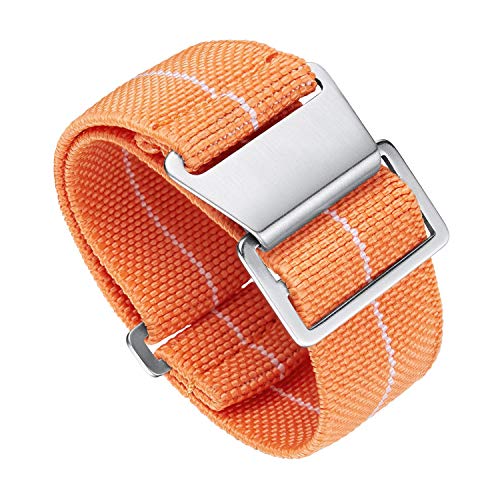 BINLUN Nylon Uhrenarmband Elastic Marinetaucher Fabric Nylon-Armbänder Militär Ersatz-Armband Uhr Hakenverschluss mit Schwarz/Silber Damen&Herren 18/20/22mm von BINLUN