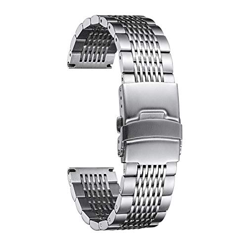 BINLUN Edelstahl Uhrenarmband 18mm 19mm 20mm 21mm 22mm 24mm Mesh Metall Uhrenarmband für Damen Herren Ersatz Armband Metallarmband Klassisch Poliert Milanese Edelstahlarmband in Fünf Farben von BINLUN