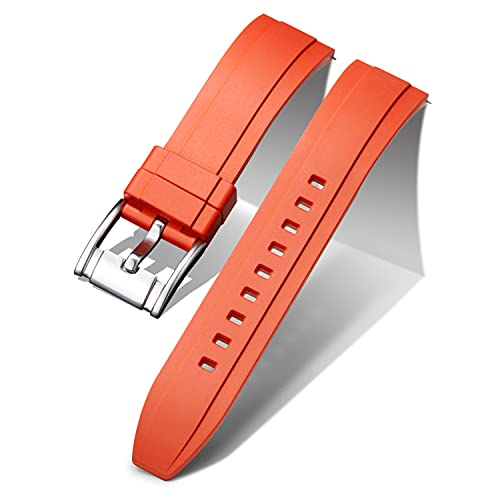 BINLUN Silikon Uhrenarmbänder Ersatz Schnellverschluss Gummi Uhrenarmband 20mm 22mm 24mm Smartwatches Armband Wasserdichte Sport Uhrenband für Herren und Damen (20mm, Orange Rot) von BINLUN