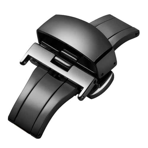BINLUN Uhr Verschluss Edelstahl Schmetterling Uhrverschluss Faltschließe Schnalle für Leder Uhrenarmbänder in Gold, Roségold, Silber, Schwarz (12mm, 14mm, 16mm, 18mm, 20mm, 22mm) von BINLUN