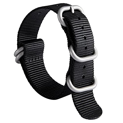 Uhrenarmband Nylon Dickes G10 Premium Ballistisches Armband Mehrfarbige Bänder für Herren Damen 18mm 19mm 20mm 21mm 22mm 23mm 24mm mit Silber/Schwarz Edelstahl Schnalle von BINLUN