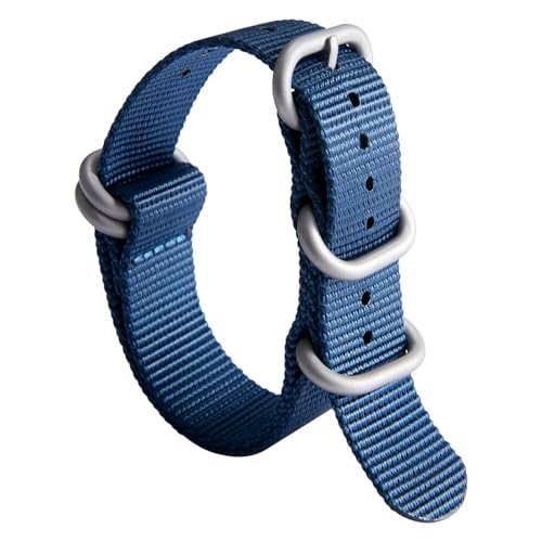 BINLUN Uhrenarmband Nylon Dickes G10 Premium Ballistic Ersatz Armband Mehrfarbige Bänder für Herren Damen mit Heavy Duty 5 Ringe(22mm, Blaues Band Silber Schnalle) BINLUN Uhrenarmband Nylon Dickes G10 Premium Ballistic Ersatz Armband Mehrfarbige Bänder für Herren Damen mit Heavy Duty 5 Ringe(22mm, Blaues Band Silber Schnalle) von BINLUN