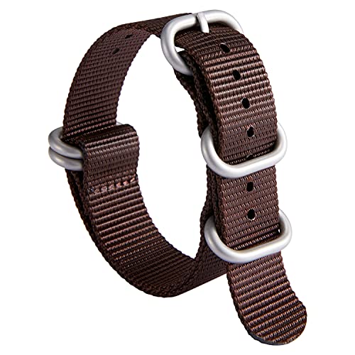 Uhrenarmband Nylon Dickes G10 Premium Ballistisches Armband Mehrfarbige Bänder für Herren Damen 18mm 19mm 20mm 21mm 22mm 23mm 24mm mit Silber/Schwarz Edelstahl Schnalle von BINLUN